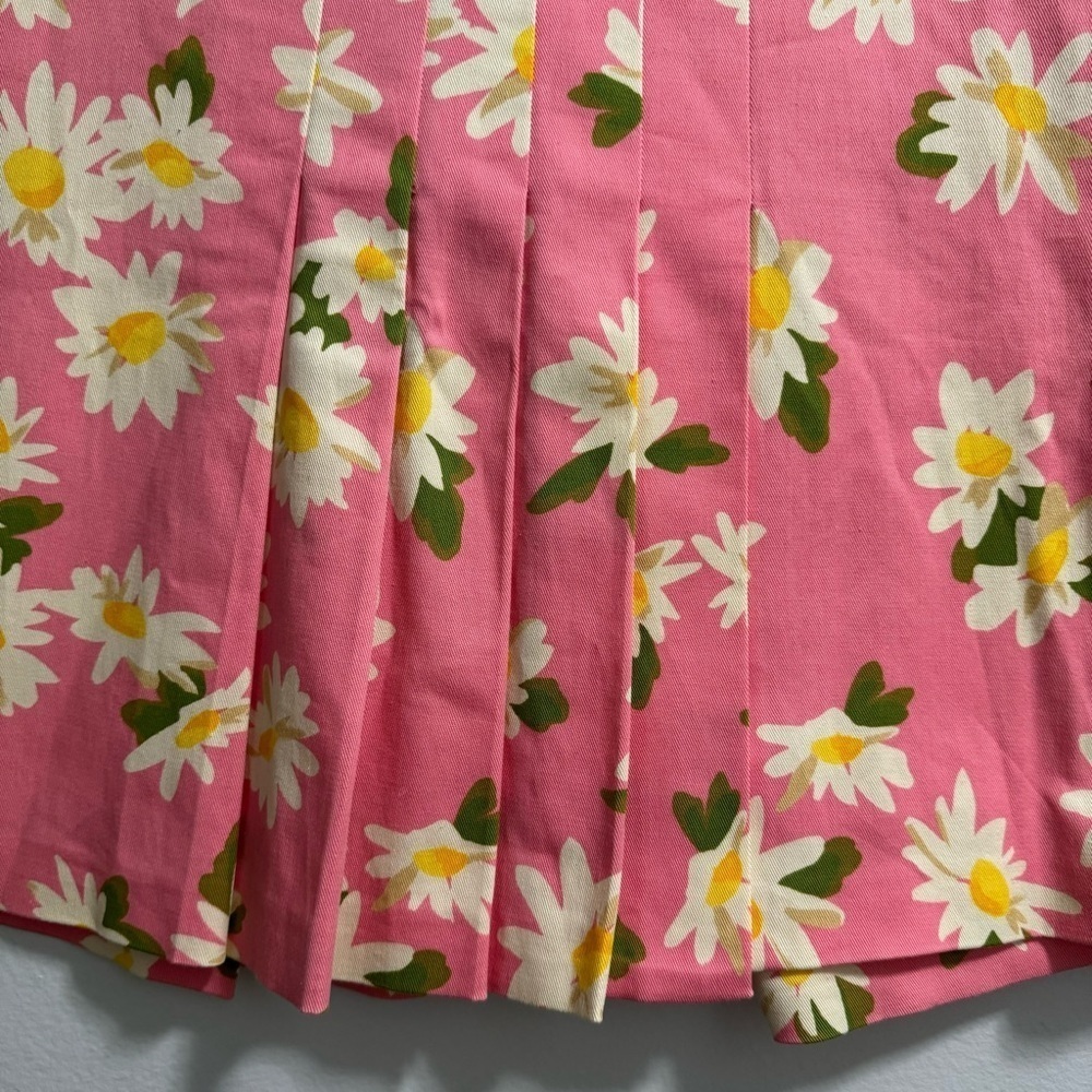 Moschino 1990s Y2K Cheap & Chic Pink Pleated Daisy Print Skirt Size 10 - Picture 13 of 14